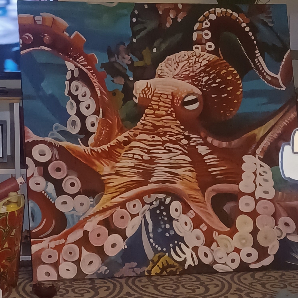 Original Acrylic Huge Colorful Octopus Canvas Wall Art